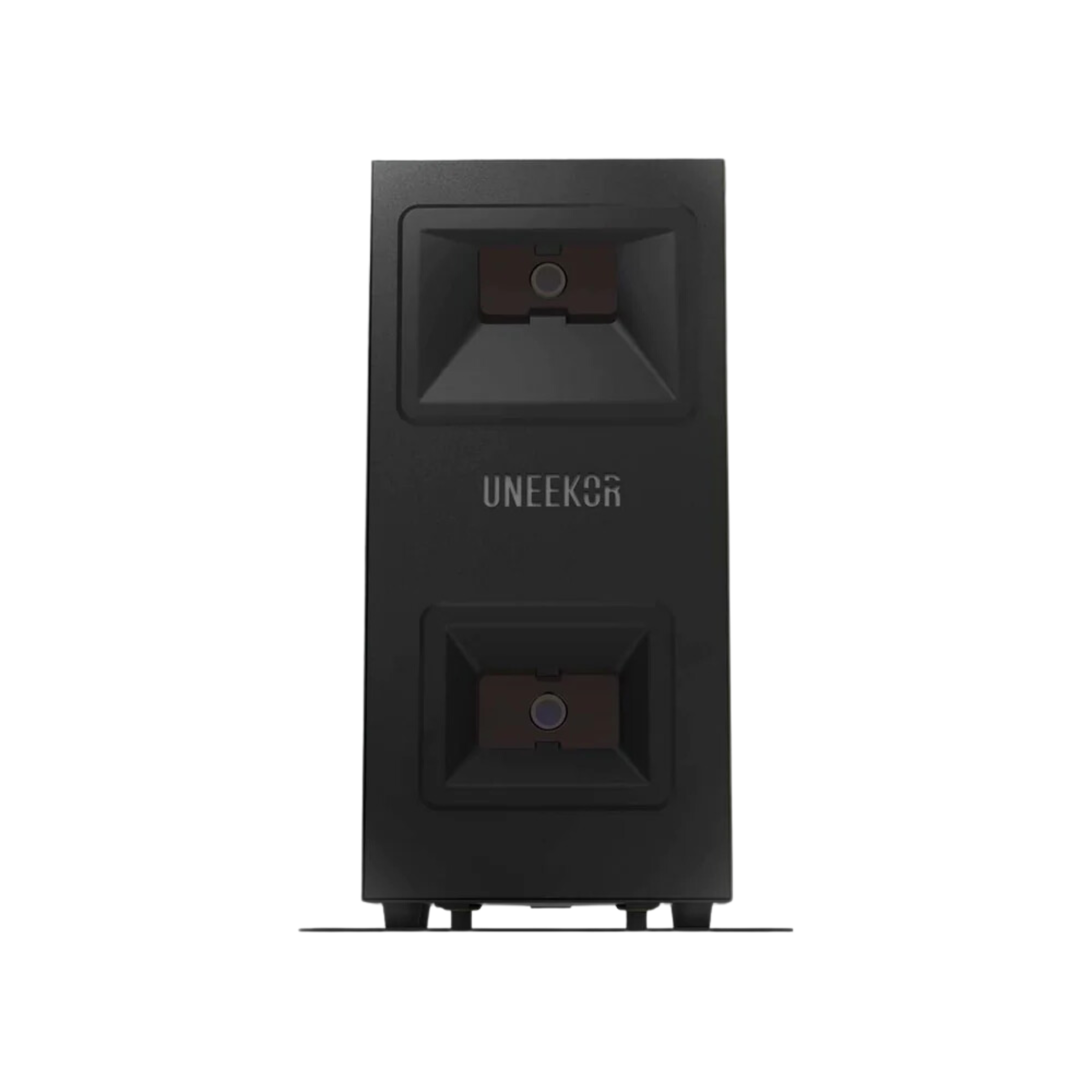 ortable Uneekor Mini Lite launch monitor set up on a tabletop, tracking golf ball trajectory for precise performance feedback