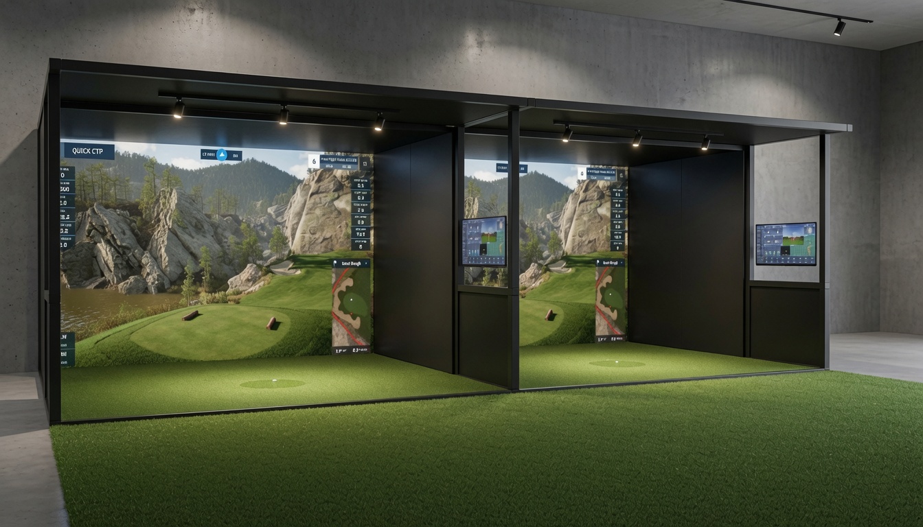 Dual Rapid Bay enclosures — finished black magnetic panels, integrated screens and turf flooring