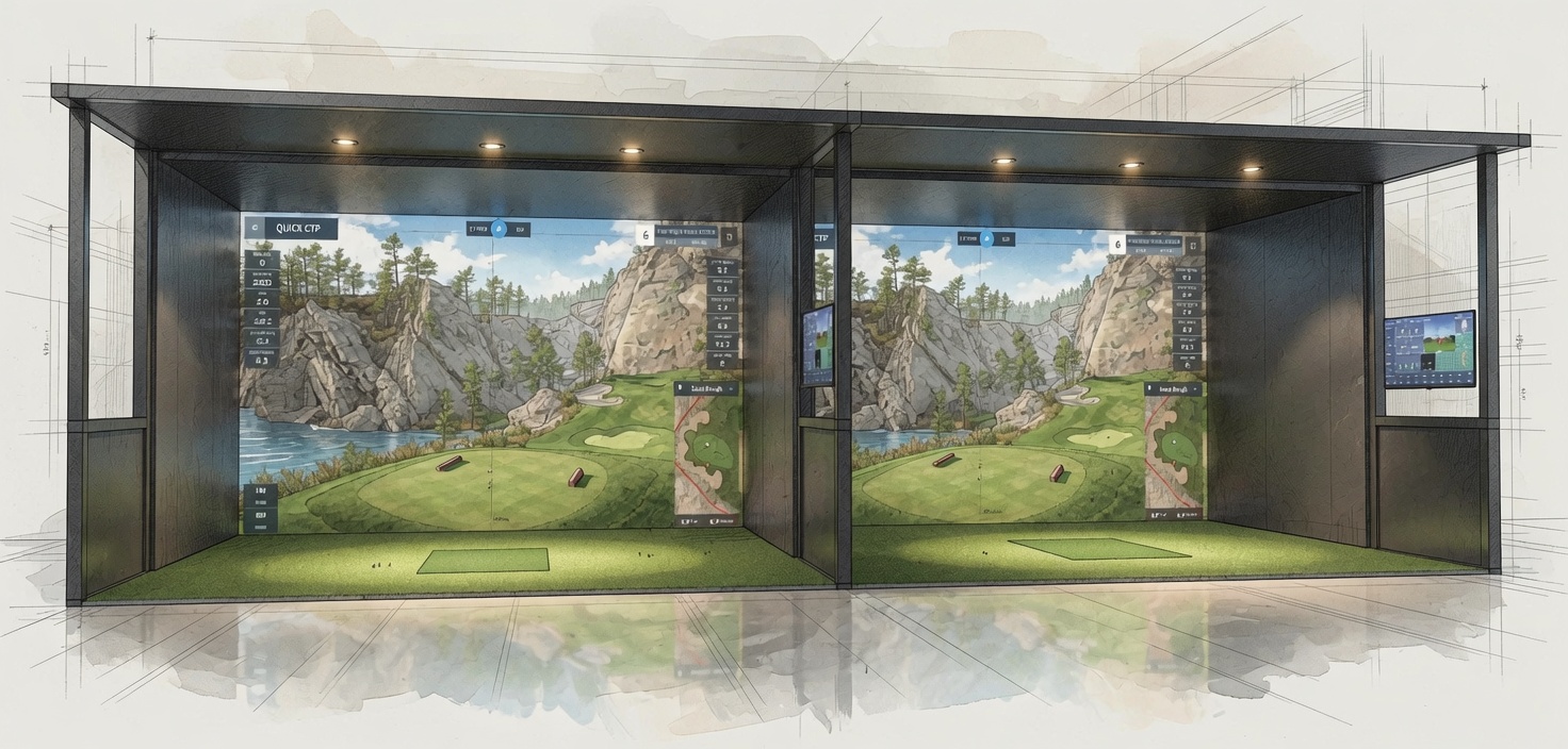 The Rapid Bay — dual-bay kit-form simulator enclosure, architectural rendering