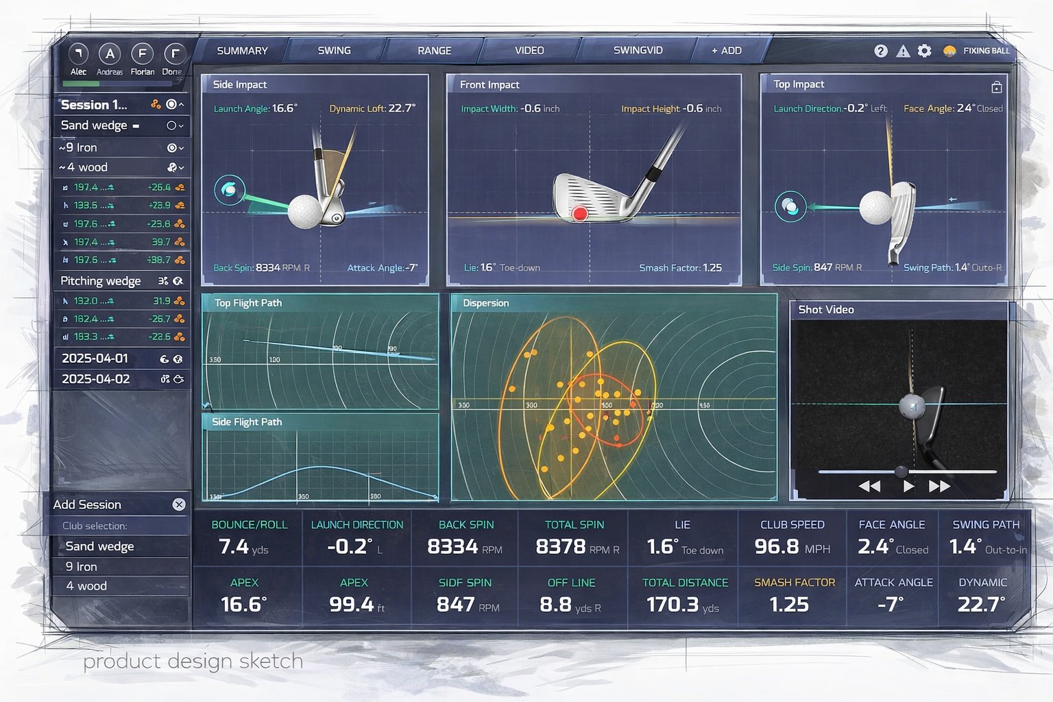 Golf simulator software interface
